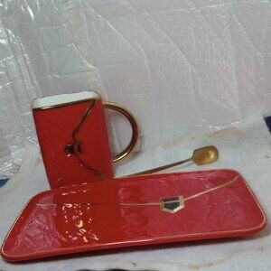 3 Piece Purse Cup, Envelope Plate, Golden Spon